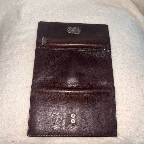 Vintage Fossil Wallet checkbook cover, brown with silver, preowned - Picture 2 of 4